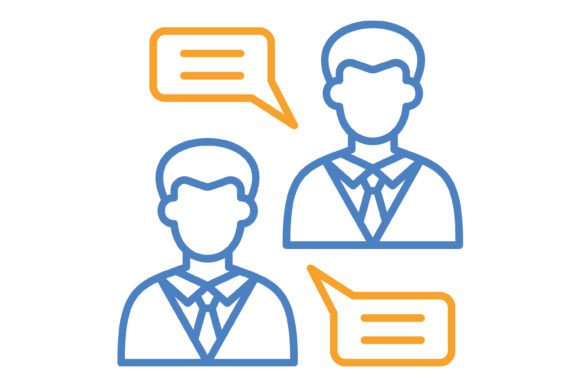 Enhance Your Digital Conversations with the Chatting Blue Orange Line Icon