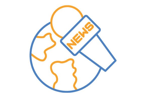 Enhance Your Digital Projects with the Worldwide News Blue Orange Line Icon Set