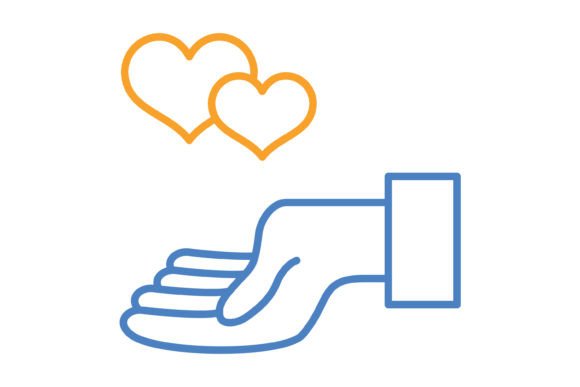 Give Love Blue Orange Line Icon: A Versatile Asset for Digital and Print Projects