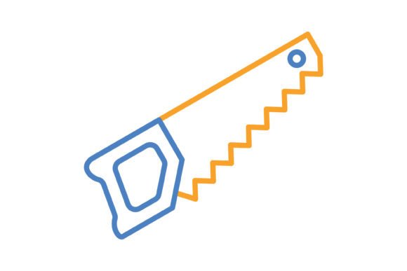 Handsaw Blue Orange Line Icon: A Modern Essential for Versatile Digital Design