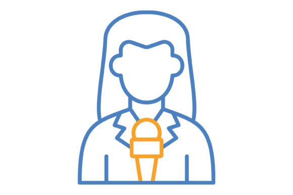 Journalist Blue Orange Line Icon: A Modern Design Asset
