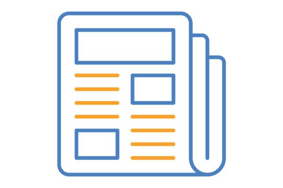 Newspaper Blue Orange Line Icon: Modern Clarity for Digital and Print