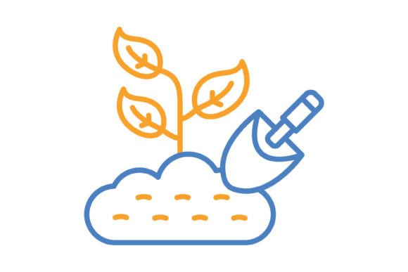 Planting Blue Orange Line Icon: A Versatile Asset for Modern Design