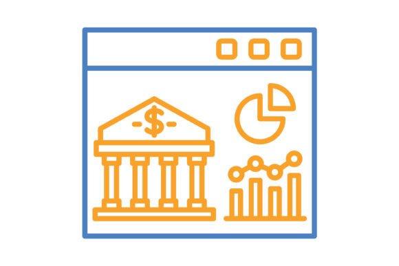 Practical Evaluation: Website Analytics Blue Orange Line Icon for Data Visualization
